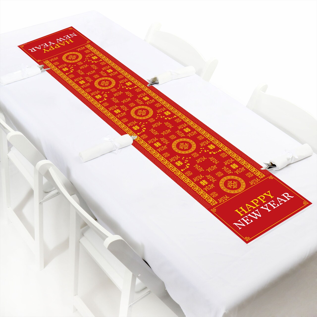Big Dot of Happiness Lunar New Year Party - Petite Paper Table Runner - 12 x 60 inches